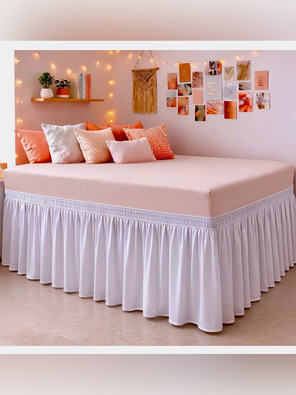 GK White Ruffled Full XL Bed Skirt 28” Long